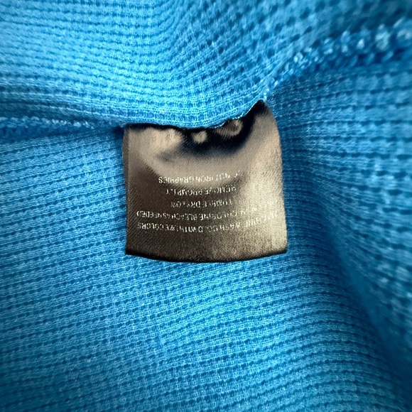 Volcom Men’s Large Blue Thermal Waffle Knit Long Sleeve Shirt Green Logo Skate - Picture 3 of 10